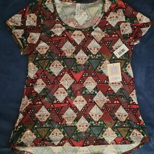 LuLaRoe Red and Brown Graphic Cap Sleeve T-Shirt